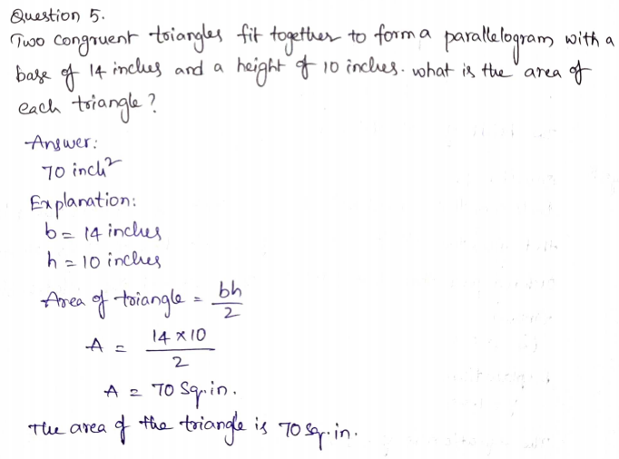 Go Math Grade 6 Answer Key Chapter 10 Area of Parallelograms Page 576 Q5