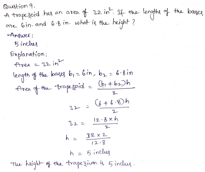Go Math Grade 6 Answer Key Chapter 10 Area of Parallelograms Page 591 Q9
