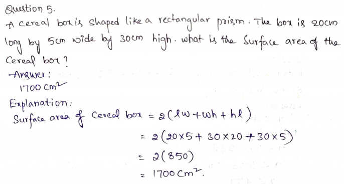 Go Math Grade 6 Answer Key Chapter 11 Surface Area and Volume Page 605 Q5