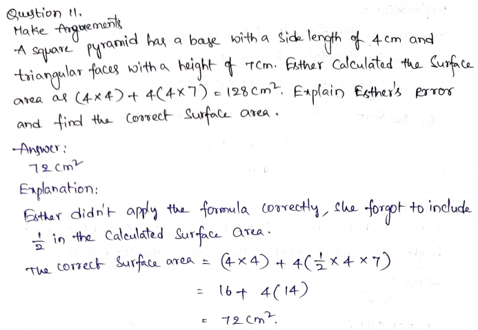 Go Math Grade 6 Answer Key Chapter 11 Surface Area and Volume Page 618 Q11