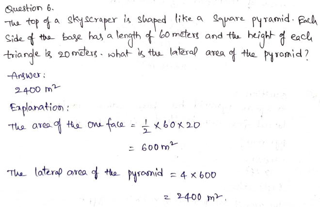 Go Math Grade 6 Answer Key Chapter 11 Surface Area and Volume Page 619 Q6