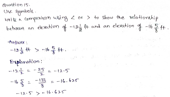 Go Math Grade 6 Answer Key Chapter 3 Understand Positive and Negative Numbers Page 159 Q15