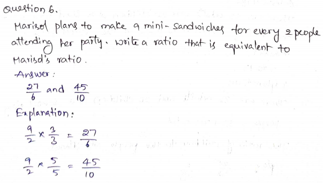 Go Math Grade 6 Answer Key Chapter 4 Model Ratios Page 240 Q6