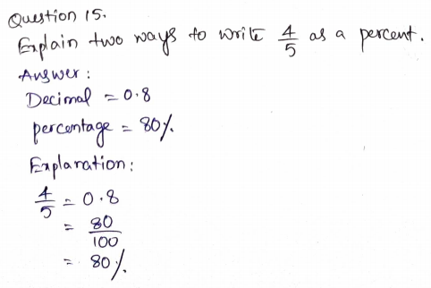 Go Math Grade 6 Answer Key Chapter 5 Model Percents Page 285 Q15