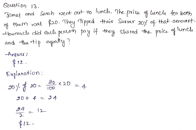 Go Math Grade 6 Answer Key Chapter 5 Model Percents Page 310 Q13