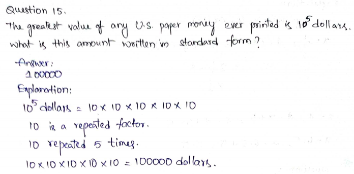 Go Math Grade 6 Answer Key Chapter 7 Exponents Page 388 Q15