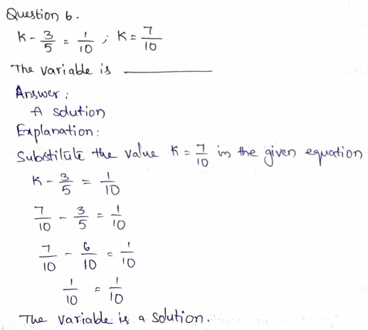 Go Math Grade 6 Answer Key Chapter 8 Solutions of Equations Page 423 Q6