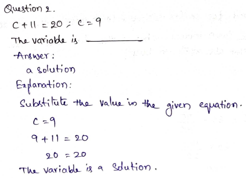 Go Math Grade 6 Answer Key Chapter 8 Solutions of Equations Page 425 Q2