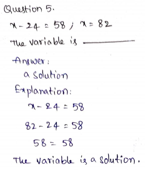 Go Math Grade 6 Answer Key Chapter 8 Solutions of Equations Page 463 Q5
