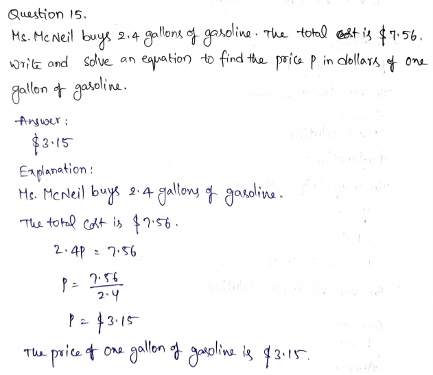 Go Math Grade 6 Answer Key Chapter 8 Solutions of Equations Page 464 Q15