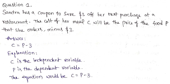 Go Math Grade 6 Answer Key Chapter 9 Independent and Dependent Variables Page 495 Q1