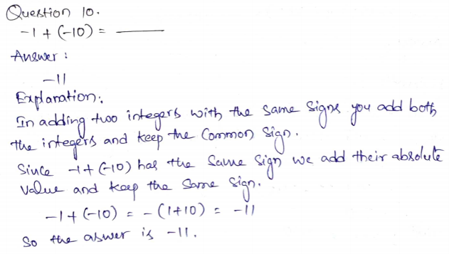 Go Math Grade 7 Answer Key Chapter 1 Adding and Subtracting Integers Page 10 Q10