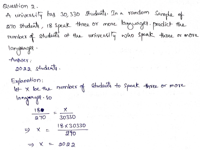 Go Math Grade 7 Answer Key Chapter 10 Random Samples and Populations Page 329 Q2