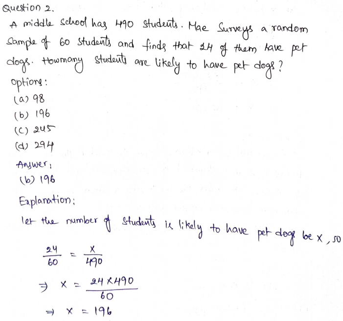 Go Math Grade 7 Answer Key Chapter 10 Random Samples and Populations Page 330 Q2
