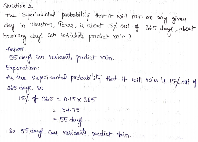 Go Math Grade 7 Answer Key Chapter 12 Experimental Probability Page 390 Q2