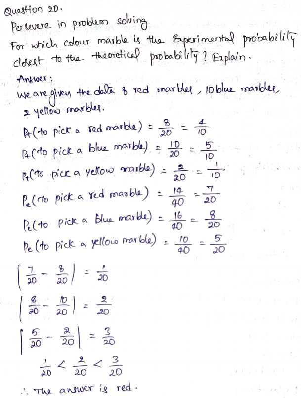 Go Math Grade 7 Answer Key Chapter 13 Theoretical Probability and Simulations Page 404 Q20