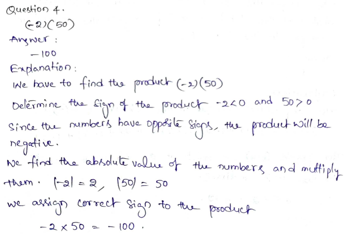 Go Math Grade 7 Answer Key Chapter 2 Multiplying and Dividing Integers Page 40 Q4