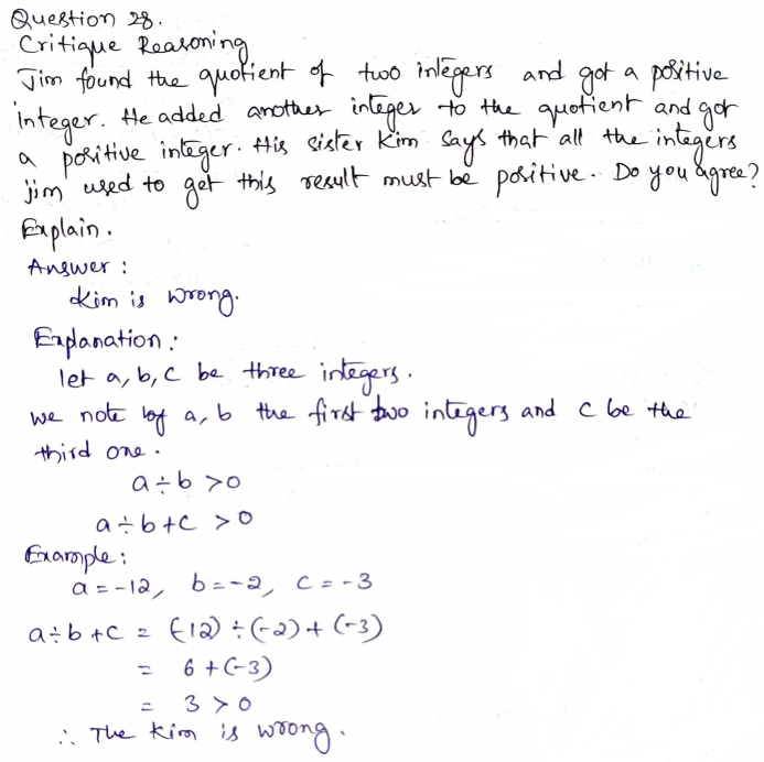 Go Math Grade 7 Answer Key Chapter 2 Multiplying and Dividing Integers Page 54 Q28