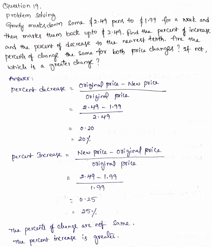 Go Math Grade 7 Answer Key Chapter 5 Percent Increase and Decrease Page 152 Q19