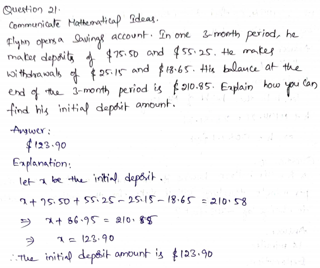 Go Math Grade 7 Answer Key Chapter 6 Algebraic Expressions Page 184 Q21