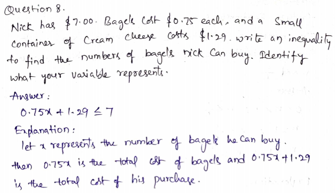Go Math Grade 7 Answer Key Chapter 7 Writing and Solving One-Step Inequalities Page 215 Q8