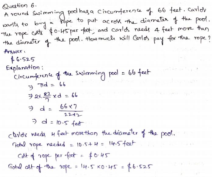 Go Math Grade 7 Answer Key Chapter 9 Circumference, Area, and Volume Page 268 Q6