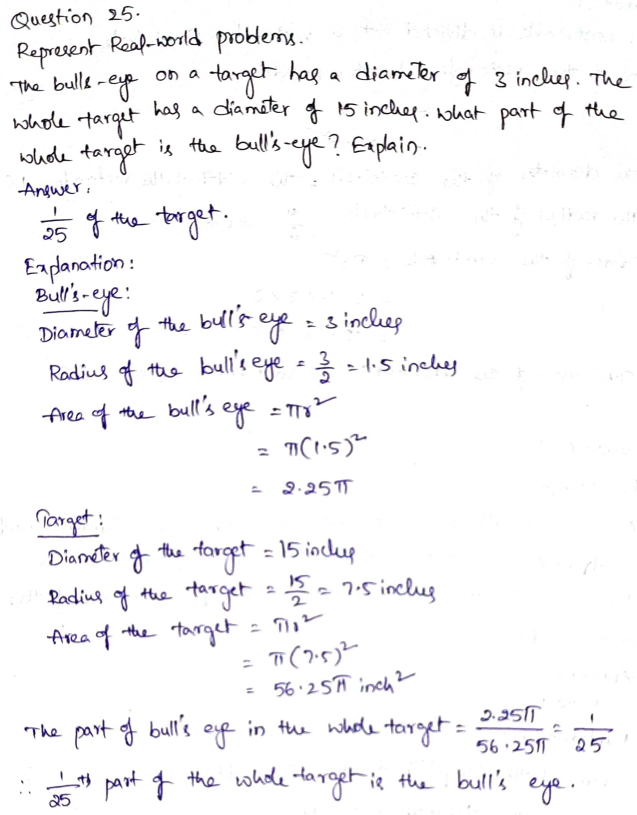 Go Math Grade 7 Answer Key Chapter 9 Circumference, Area, and Volume Page 276 Q25
