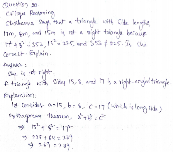 Go Math Grade 8 Answer Key Chapter 12 The Pythagorean Theorem Page 386 Q20