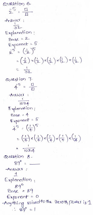 Go Math Grade 8 Answer Key Chapter 2 Exponents and Scientific Notation Page 36 Q6-8