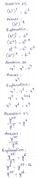 Go Math Grade 8 Answer Key Chapter 2 Exponents and Scientific Notation Page 37 Q25-27