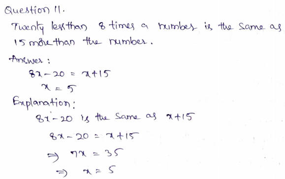 Go Math Grade 8 Answer Key Chapter 7 Solving Linear Equations Page 201 Q11