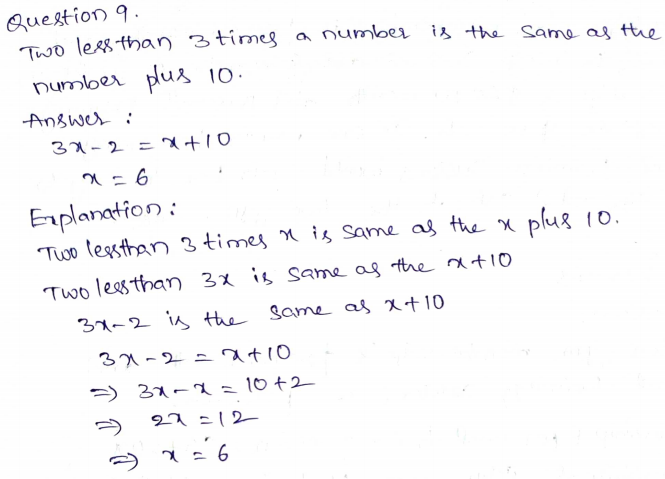 Go Math Grade 8 Answer Key Chapter 7 Solving Linear Equations Page 201 Q9