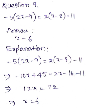 Go Math Grade 8 Answer Key Chapter 7 Solving Linear Equations Page 221 Q9