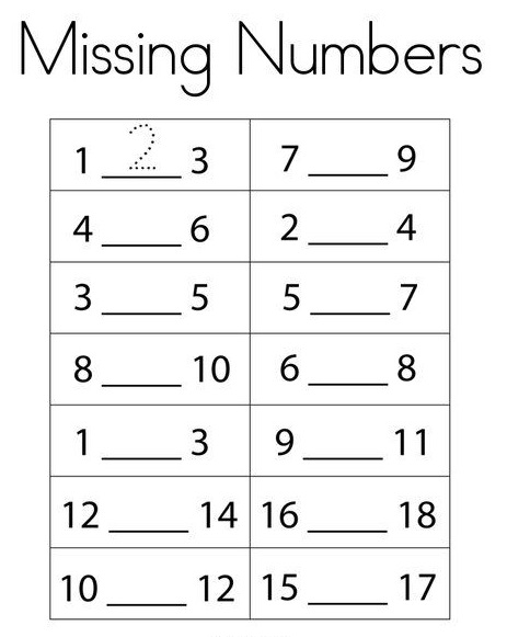 Missing Number Worksheets