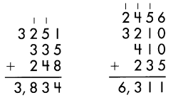 Spectrum Math Grade 4 Chapter 3 Lesson 6 Answer Key Adding 3 or More Numbers (through 4 Digits) 1
