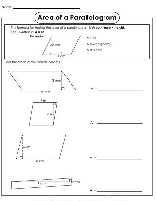 Area of Parallelograms